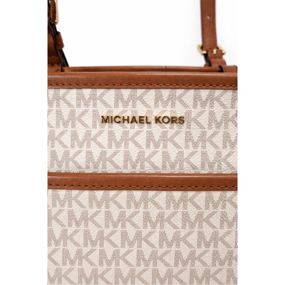 Michael Kors Winston Medium Signature Tote Vanilla Acorn Brown Zip w/ - Picture 2 of 15